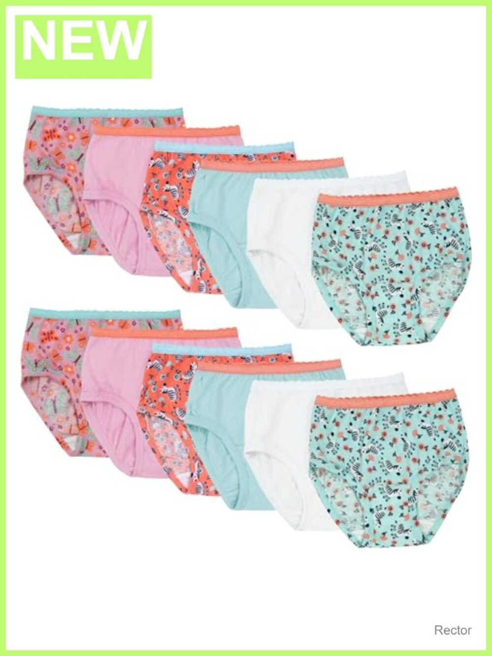 Toddler Girls Tag-Free Cotton Underwear 12-Pack Soft Briefs